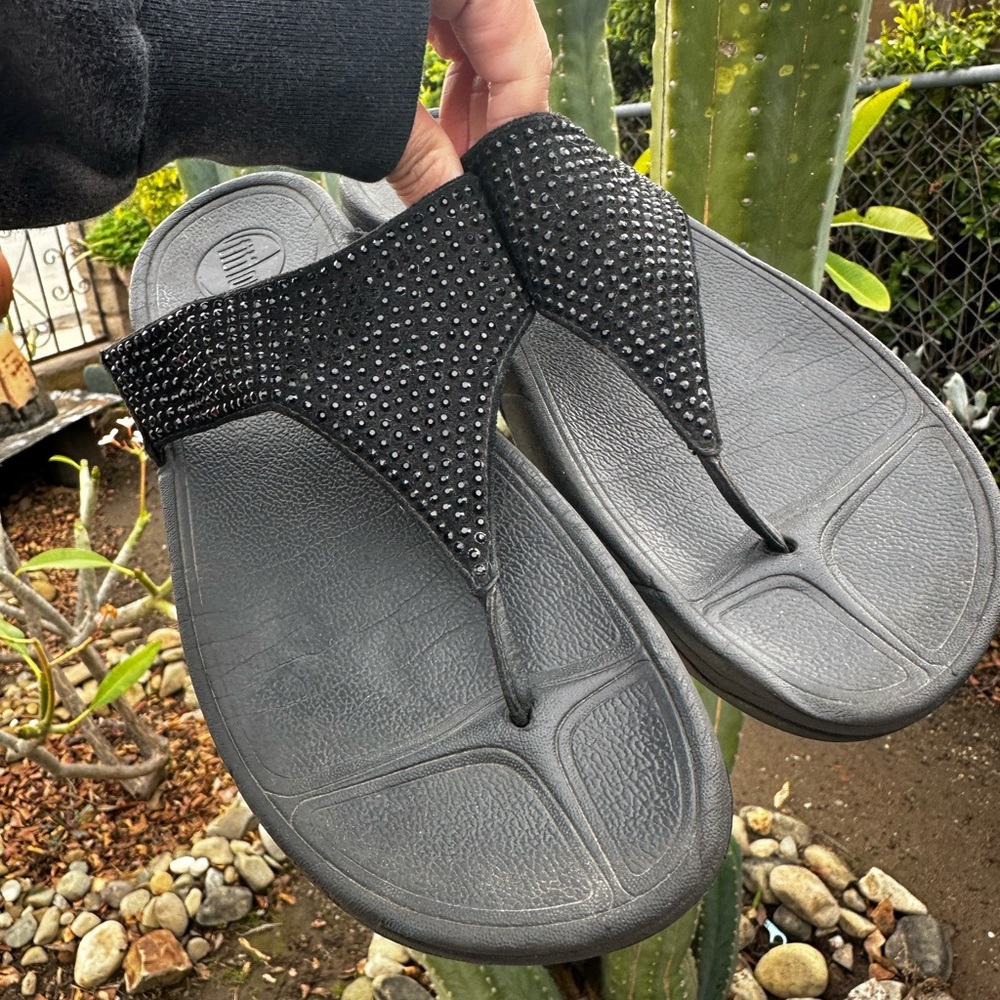 Women’s Fitflop Black Bling Sandals #9